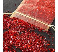 FENGCHUANG 4000 Pezzi Strass Acrilici Rossi 3/6/10mm Cristalli Decorativi DispersioneOttimo per la Decorazione della Tavola l'impostazione di Feste di Matrimonio Il Riempimento di Vasi(Rosso)
