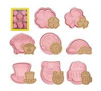 FENGCHUANG 8 Pezzi Formine per Biscotti Quadrifoglio 3D, Tagliabiscotti Plastica, Formine Biscotti Natale, Stampi Biscotti Natalizi Plastica, Stampo Plastique 3D Omino di Pan di Zenzero (Rosa)