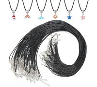 FENGCHUANG Cordoncini per Collana 40 Pezzi in Pelle Artificiale, 45-50 cm Braccialetti di Perline per Collane Fai da te Aggiungi Ciondoli Pendenti o Altri Gioielli per Fai da te Collana Unisex(Nero)
