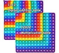 FENGCHUANG Push Bubble Stress Relief 24x24 cm | 2 in 1 Push Bubble Sensory Toy Colori Arcobaleno Tabelline Tabelline per Bambini Adatto per l'istruzione l'autismo