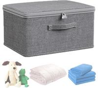 FENGCHUANG Scatola con lucchetto 30CMx20CMx14CM Scatole Pieghevoli Con Coperchio a zip, Scatole per Vestiti, Cesto Portaoggetti per Riporre Indumenti e Diancheria da letto, Grigio