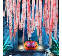 FENGCHUANG Striscia di Stoffa Insanguinata per Halloween 8×1000cm Panno Spaventoso Accessori Cosplay Garza Raccapricciante di Halloween Decorazioni per Porte per Tende per Porte, Scale