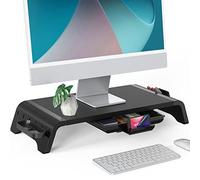 Fenge Supporto per Monitor in Legno con Cassetto per Telefono, Scatole di Stoccaggio Mobili L52xW23,5xH8,9cm Nero G04A1522B