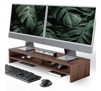 Fenge Supporto per Doppio Monitor Supporto per Computer Grande Organizzatore da Scrivania a 2 Livelli per PC/Laptop/Stampante/TV L80 x L23,5 x H14,2cm Capacità di carico 25KG Bianco (Marrone)