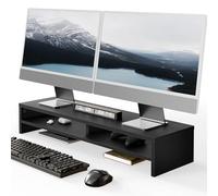 Fenge Supporto per Doppio Monitor Supporto per Computer Grande Organizzatore da Scrivania a 2 Livelli per PC/Laptop/Stampante/TV L80 x L23,5 x H14,2cm Capacità di carico 25KG Nero