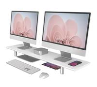 Fenge Supporto per Monitor Grandi Regolabile in Altezza, Metallo, per PC/Laptop/TV 100x23,5x11,2cm (Bianco)