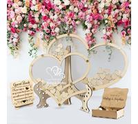 FENGHUO Libro degli Ospiti Personalizzato,Alternative al Libro degli Ospiti Tradizionale,Libro delle firme di Matrimonio a Forma di Cuore in Legno,Libro degli Ospiti di Matrimonio Rustico