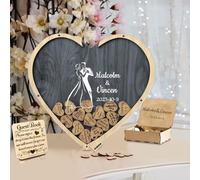 FENGHUO Libro degli Ospiti Personalizzato,Divertenti Alternative al Libro degli Ospiti,Libro degli Ospiti in Legno,Libro degli Ospiti di Matrimonio Rustico su Prato,Regali per Gli Amici