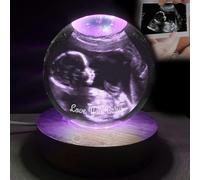 FENGHUO Palla di cristallo personalizzata con foto incisa - Palla di cristallo personalizzata con foto dell'ecografia - Base LED a 7 colori - Regali di compleanno