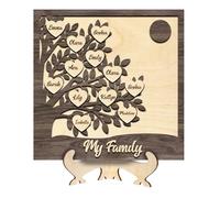 FENGHUO Regalo per la mamma,Albero della vita con nome personalizzato in 3D,Albero di famiglia in legno personalizzato,Targa in legno con i nomi di più membri della famiglia,Decorazione da tavolo