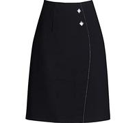 FENGJIAREN Gonna di Lunga Invernale- Strass Cuciture Spacco Posteriore Vita Alta Office Lady Suit Gonne Nere Eleganti Gonne al Ginocchio, Gonna Donna Large Size,Nero,L