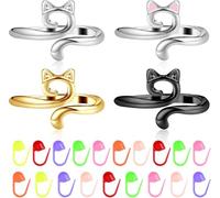 Fenglin-joy Anelli all'Uncinetto Modello Gatto, 4 Pezzi anelli regolabili all'uncinetto anelli con 20 pezzi marcatori punto maglia per gli amanti dell'uncinetto