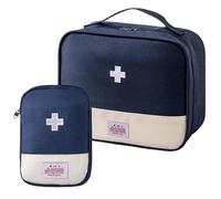 Fenglin-joy Borsa per medicinali, 2 pezzi, borsa per farmacie da viaggio, borsa per medicinali, impermeabile, borsa per viaggi, campeggio, casa, escursionismo, Blu mare, Small: 18x13x2 cm, Large