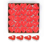 Fenglin-joy Candela Romantica,50 pezzi di Candele a Forma di Cuore Candele Rosse Candele Tealight Senza Fumo Candela D'amore Romantico per San Valentino,Matrimoni o Anniversari