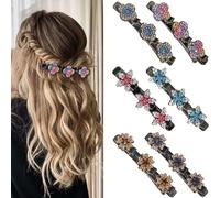 Fenglin-joy Scintillante Pietra di Cristallo Intrecciato Capelli Clip, 6 pezzi fermagli per capelli facilmente intrecciati Fermagli Capelli Crystal per donne, ragazze