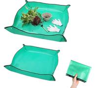 Fenglin-joy Tappetino per Rinvaso di Piante, 2 Pezzi Tappetino da Giardinaggio Tappetino da Trapianto Pieghevole Per Piante da Giardino per Interni (100x100cm, 66x66cm, verde)