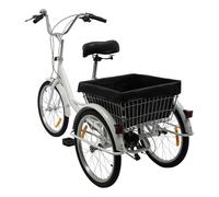 FENGLY 20 pollici triciclo per adulti, 3 ruote a 8 marce, bicicletta da senior a 3 ruote con cestino per la spesa regolabile in altezza, bici cargo a 3 ruote per adulti anziani e donne (nero)