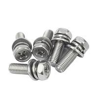fengpeng 3in1 M3M4M5 Vite a testa esagonale a croce Guarnizione Rondella elastica Tre bulloni combinati GB9074.13 Cavità in acciaio inossidabile 304(25mm,M4 (20Pcs))