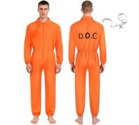 FENGQ Costume Da Carcerato Arancione Unisex, Costume Da Uomo Da Prigione Per Halloween Cosplay Carnevale Decorazione Di Prigionieri