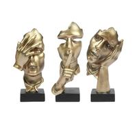 fengqingyunyan0304 Decorativo, 3 Pezzi Non Sento, Non Vedo, Parlo sculture in Resina, Statuetta Moderna di Arte Astratta for Arredamento casa e Ufficio(Gold)