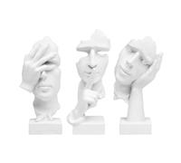 fengqingyunyan0304 Decorativo, 3 Pezzi Non Sento, Non Vedo, Parlo sculture in Resina, Statuetta Moderna di Arte Astratta for Arredamento casa e Ufficio(White)