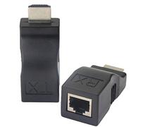 Fengqlong - Prolunga/adattatore da HDMI a RJ45, per cavo Cat 5e/6, 1080p, trasmissione fino a 30 m, con trasmettitore e ricevitore inclusi, per HDTV, PS4, STB, DVD 4K/2K, colore: nero