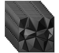 FENGQQKJ Pannelli 3D da Parete, PVC Nero, 12 Pezzi, 30x30 cm, Moderni con Effett