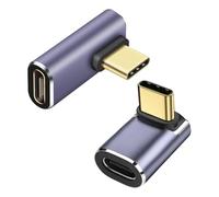 FENGRUI Confezione da 2 adattatori USB C a 90 gradi, 100 W, 90 gradi, USB tipo C maschio a femmina, connettore 8K @ 60Hz, 40 Gbps per Steam Deck, Meta Quest, MacBook, Smart Tablet e telefono e altro