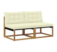 Fengshui 2 divani centrali per esterni in legno di acacia massiccio e textilene | Design modulare, resistente alle intemperie, comodo cuscino in poliestere, per terrazza e giardino