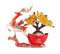 FengShui Albero della fortuna con pietre preziose, ornamenti di cervo che attraggono la ricchezza, decorazione feng shui for casa Arredamento(Red)