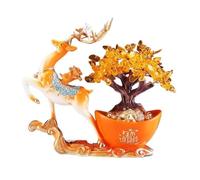 FengShui Albero della fortuna con pietre preziose, ornamenti di cervo che attraggono la ricchezza, decorazione feng shui for casa Arredamento(Orange)