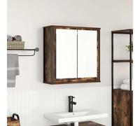 Fengshui Armadietto da bagno da parete con specchio, 60 x 21 x 60 cm, in legno | Molto spazio dietro lo specchio, salvaspazio, montaggio individuale, facile da pulire