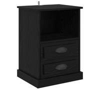 Fengshui Comodino nero effetto rovere, 36 x 43 x 60 cm, in legno | Con cassetto, design rustico, molto spazio per libri e decorazioni, compatto per piccoli spazi