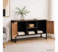 Fengshui Credenza 105 x 30 x 55 cm, in legno di mango massiccio | Con ripiani e ante, design moderno, per soggiorno, robusto e durevole