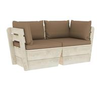 Fengshui Divano in pallet a 2 posti, in legno di abete rosso, con cuscino | legno impregnato, durevole, stabile, bassa manutenzione, cuscino 100% poliestere