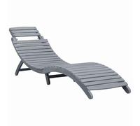 Fengshui Lettino prendisole pieghevole in legno massiccio di acacia, grigio | Con cuscino, resistente alle intemperie, design ergonomico, per terrazza e giardino