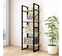 Fengshui Libreria a 4 ripiani, 60 x 30 x 140 cm, in legno di pino massiccio, look industriale, robusta e durevole, versatile come due armadi più piccoli