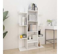 Fengshui Libreria bianca 86 x 25,5 x 140 cm in legno con 13 scomparti per libri, CD, decorazioni e piante, robusta libreria con pareti laterali e pannelli posteriori, compatta