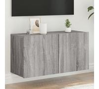 Fengshui Mobile da parete per TV, grigio Sonoma, 80 x 30 x 41 cm | Realizzato in legno, stabile e durevole, ampio spazio di archiviazione, montaggio a parete per una maggiore libertà dal