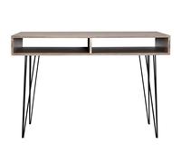 Fengshui Scrivania con 2 scomparti in MDF grigio | Stabile gambe in metallo, spazioso piano del tavolo, per tenere in ordine chiavi e penne