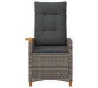 Fengshui Sedia a sdraio con piatto da tè, 62 x 64 x 112 cm, in polyrattan | Schienale regolabile, cuscino per seduta incluso, resistente alle intemperie, nero