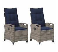 Fengshui Sedia da giardino, 2 pezzi, grigio e blu navy, 56 x 60 x 112 cm | telaio in acciaio in poliestere, schienale regolabile, sedia a sdraio con braccioli, sedia da spiaggia