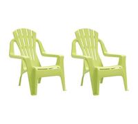 Fengshui Sedie da giardino, 2 pezzi, verde, 37 x 34 x 44 cm, in polipropilene | Leggera, resistente, con braccioli, effetto legno, per interni ed esterni