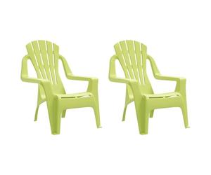 Fengshui Sedie da giardino, 2 pezzi, verde, 37 x 34 x 44 cm, in polipropilene | Leggera, resistente, con braccioli, effetto legno, per interni ed esterni