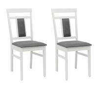 Fengshui Set di 2 sedie per sala da pranzo, in legno massiccio di gomma, colore: bianco e grigio