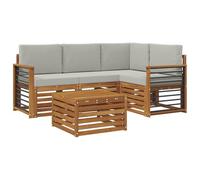 Fengshui Set di 5 divani per esterni in legno di acacia naturale | Braccioli modulari eleganti, superfici scanalate, per giardino e terrazza