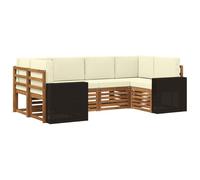 Fengshui Set di divani angolari con cuscino, 6 pezzi, in legno di acacia naturale | Design modulare, resistente alle intemperie, superficie verniciata, facile da pulire, per giardino e terrazza