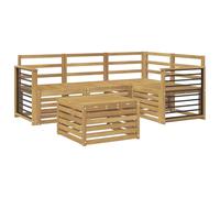 Fengshui Set divano da esterno, 5 pezzi, bianco, 59 x 59 x 37 cm | Legno di acacia massiccio, design modulare, superfici scanalate, facile da pulire con un panno umido