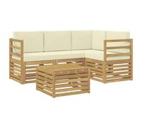Fengshui Set divano da esterno 5 pezzi con cuscini | legno di acacia massiccio, design modulare, braccioli eleganti, superfici scanalate, facile da pulire