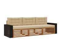 Fengshui Set divano da esterno con cuscino, 3 pezzi, beige naturale | Legno di acacia massiccio, design modulare, resistente alle intemperie, facile da pulire